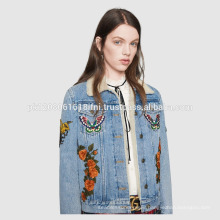 Ladies embroidery blue jeans jacket